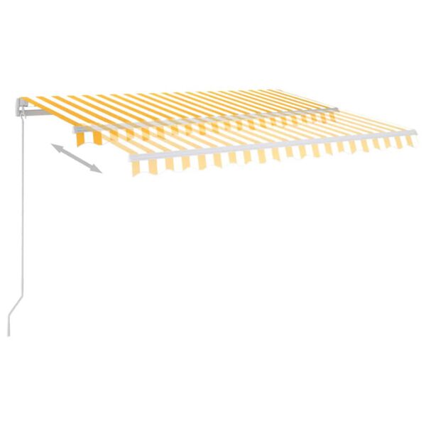 vidaXL Toldo autom&aacute;tico LED e sensor de vento 3x2,5 m amarelo/ branco