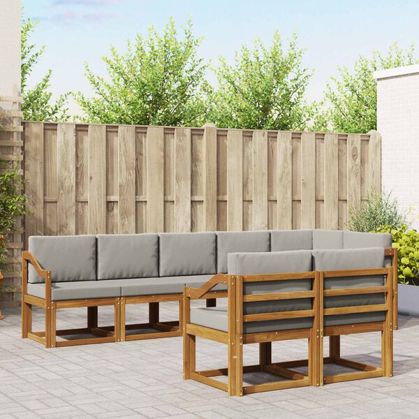 vidaXL Conjunto de Sof&aacute;s para Exterior 8 pcs Cinza Natural e Claro