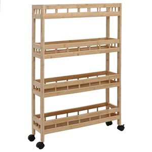 vidaXL Carrinho de Cozinha com Rodas Natural 60 x 18 x 97 cm Bambu