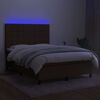 vidaXL Cama box spring c/ colch&atilde;o/LED 140x200cm tecido castanho-escuro