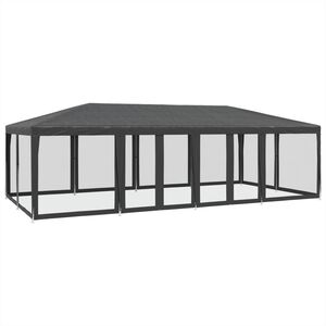 vidaXL Tenda p/ festas 12 paredes laterais malha 8x4 m PEAD antracite