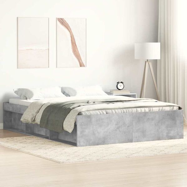 vidaXL Estrutura de cama 140x200 cm cinza cimento