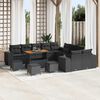vidaXL Conjunto de Sof&aacute; de Jardim com almofada 14 pcs Preto vime PE