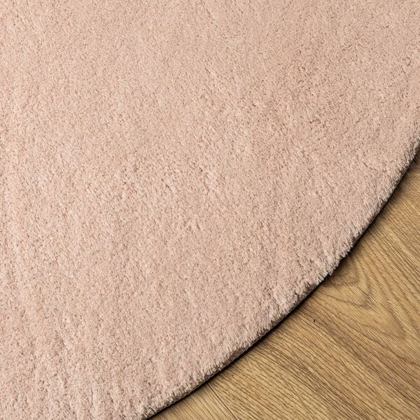 vidaXL Tapete pelo curto macio e lav&aacute;vel HUARTE &Oslash; 120 cm rosa-p&aacute;lido