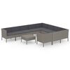 vidaXL 11 pcs conjunto lounge de jardim c/ almofad&otilde;es vime PE cinzento