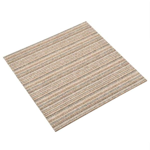 vidaXL Ladrilhos carpete p/ pisos 20 pcs 5 m&sup2; 50x50 cm riscas bege