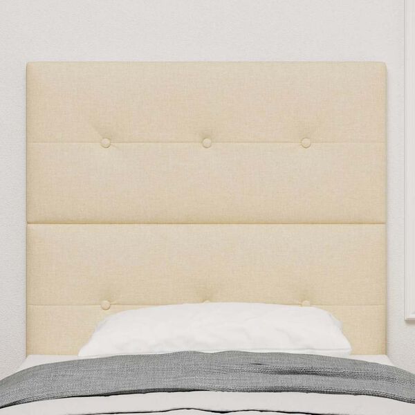 vidaXL Cabeceira LED com luzes de tira LED Creme 90 cm Poli&eacute;ster