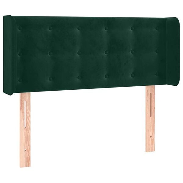 vidaXL Cabeceira de cama c/ abas veludo 103x16x78/88cm verde-escuro