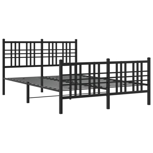 vidaXL Estrutura de cama com cabeceira e p&eacute;s 140x190 cm metal preto