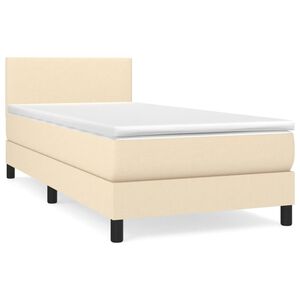 vidaXL Cama com molas/colch&atilde;o 90x190 cm tecido cor creme