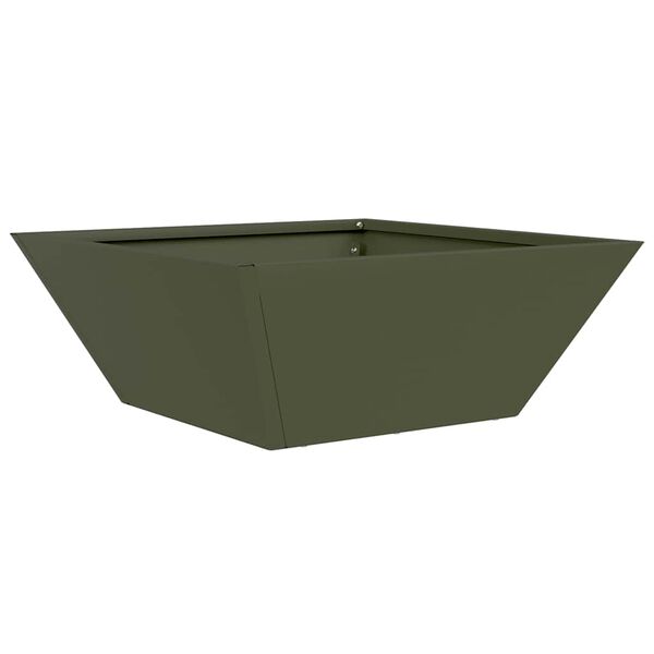 vidaXL Vaso de Jardim Verde Oliva 40 x 40 x 15 cm A&ccedil;o laminado a frio