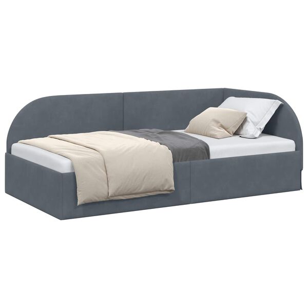 vidaXL Estrutura de Cama de Canto Cinza Escuro 100 cm x 200 cm