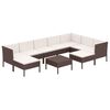 vidaXL 10 pcs conjunto lounge jardim c/ almofad&otilde;es vime PE castanho