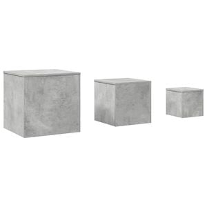 vidaXL Mesas de apoio 3 pcs derivados de madeira cinza cimento