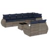 vidaXL Conjunto de sof&aacute; de jardim de 9 pe&ccedil;as com almofadas em rattan sint&eacute;tico cinza