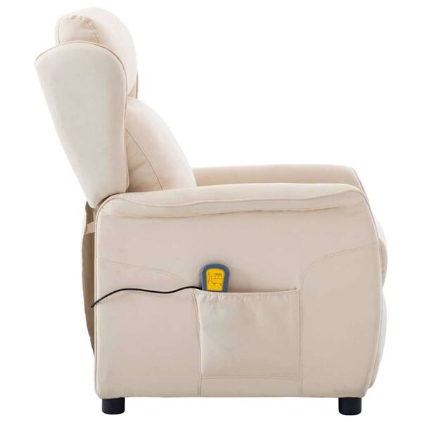 vidaXL Cadeira de massagem Creme 93.5 x 67.5 x 101.5 cm tecido