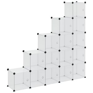 vidaXL Organizador de cubos de armazenamento com 15 cubos e portas em PP transparente