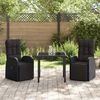 vidaXL Conjunto de Jantar para Jardim com almofada 3 pcs Preto vime PE