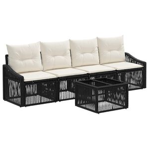 vidaXL Conjunto de Sof&aacute; de Jardim 5 pcs Preto vime PE