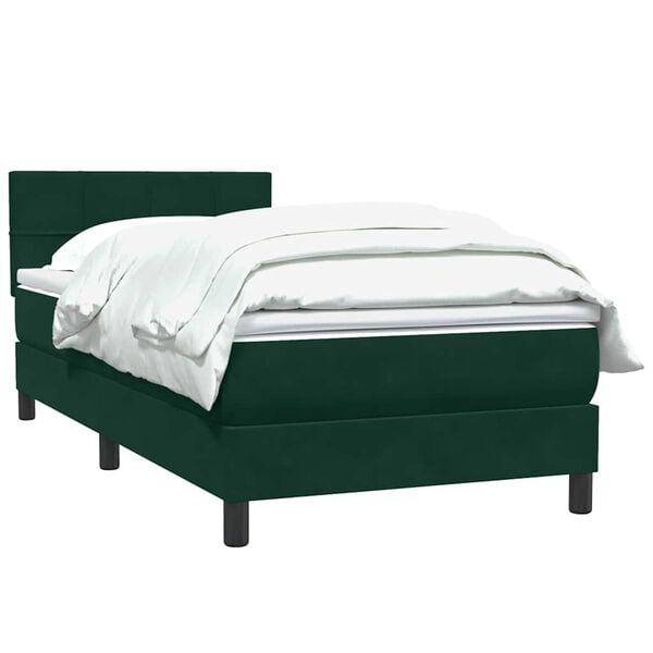 vidaXL Cama com molas/colch&atilde;o verde-escuro 90x210 cm veludo