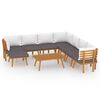 vidaXL 9 pcs conjunto lounge de jardim c/ almofad&otilde;es ac&aacute;cia maci&ccedil;a