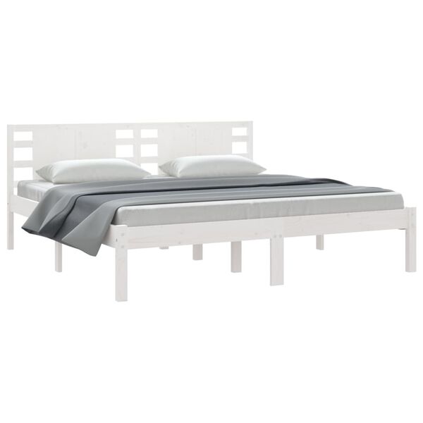 vidaXL Cama sem colchão 200x200 cm madeira de pinho maciça branco
