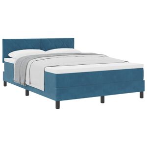 vidaXL Cama Box com colch&atilde;o Azul Escuro 160 x 200 cm Veludo