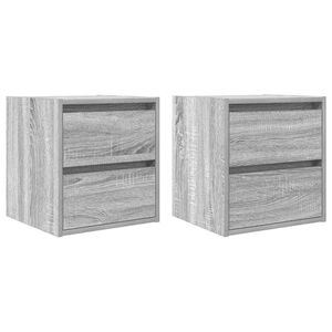 vidaXL Mesas de cabeceira de parede 2 pcs 38x34x40 cm cinzento sonoma