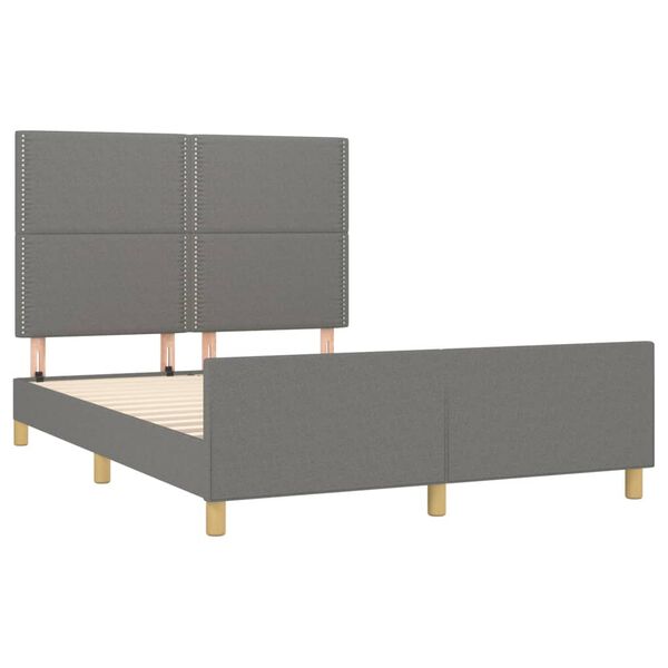 vidaXL Estrutura de cama sem colch&atilde;o 140x190 cm tecido cinzento-escuro