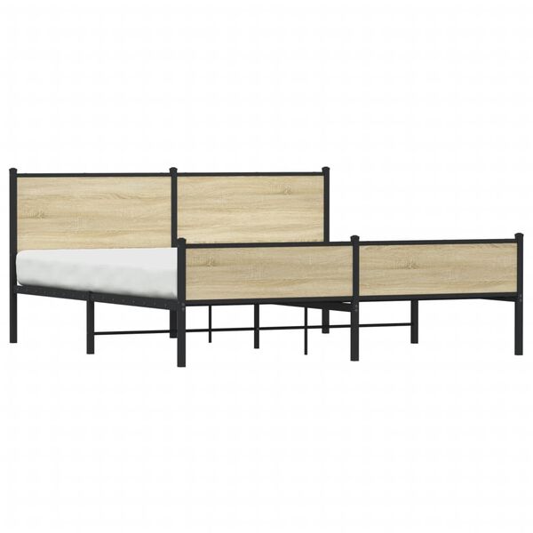 vidaXL Estrutura de cama sem colch&atilde;o 180x200cm metal carvalho sonoma