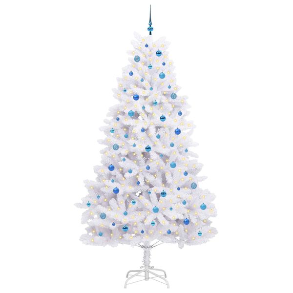 vidaXL &Aacute;rvore de Natal Articulada Artificial Branco 240 cm PVC e A&ccedil;o