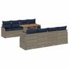 vidaXL Conjunto de Sof&aacute; de Jardim 7 unid. cinzento e azul marinho