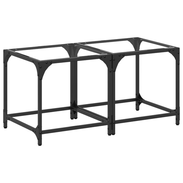 vidaXL Mesas de centro c/ topo vidro transparente 2 pcs 40x40x40cm a&ccedil;o