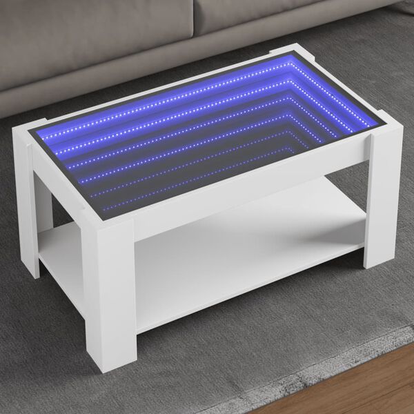 vidaXL Mesa de centro c/ LEDs 93x53x45 cm derivados de madeira branco