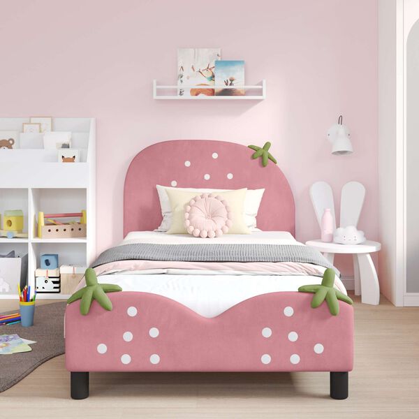 vidaXL Estrutura de Cama Infantil com Cabeceira Rosa 80 x 200 cm