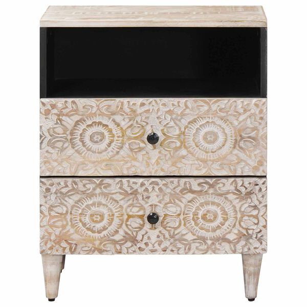 vidaXL Gabinete de Cama Branco 50 x 33 x 60 cm Madeira de manga maci&ccedil;a