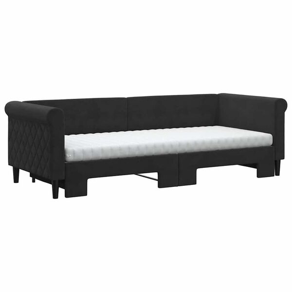 vidaXL Sofá-cama com gavetão e colchões 80x200 cm veludo preto