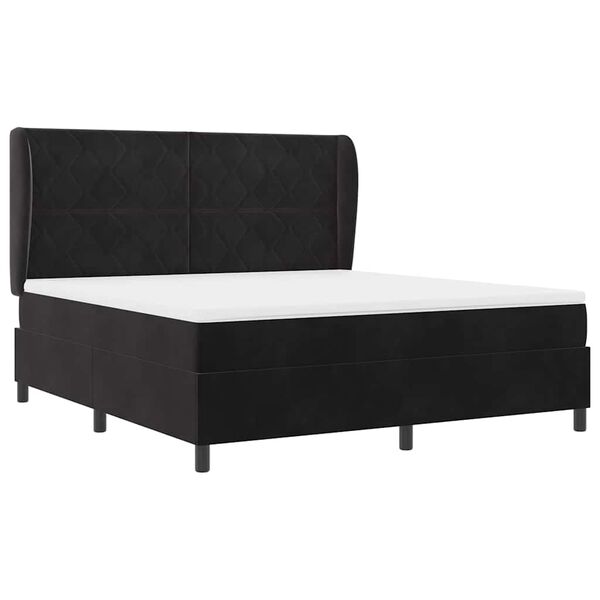 vidaXL Cama Box com colch&atilde;o com cabeceira Preto 200 x 180 cm Poli&eacute;ster