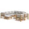 vidaXL 10 pcs conj. lounge de jardim bambu c/ almofad&otilde;es cinza-claro