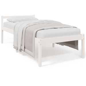 vidaXL Cama para idosos 90x200 cm pinho maci&ccedil;o branco