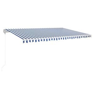 vidaXL Toldo retr&aacute;til autom&aacute;tico 500x350 cm azul e branco