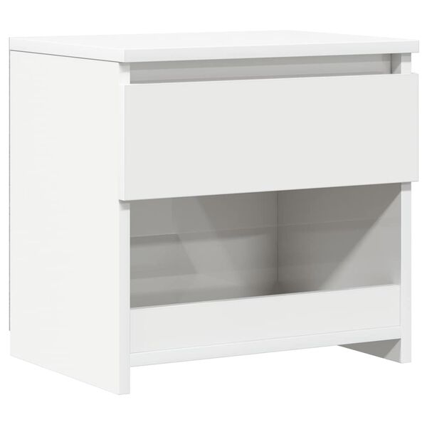 vidaXL Mesa de cabeceira 40x30x39 cm contraplacado branco brilhante