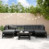 vidaXL 7 pcs conjunto lounge jardim c/ almofad&otilde;es madeira maci&ccedil;a preto
