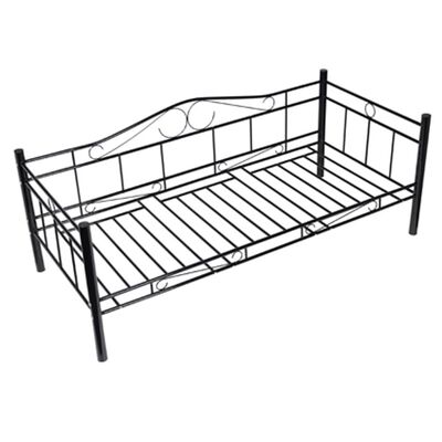 vidaXL Sofá-cama com colchão 90x200 cm metal preto