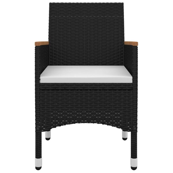 vidaXL 3 pcs conjunto de jantar p/ jardim c/ almofad&otilde;es vime PE/vidro