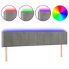 vidaXL Cabeceira cama c/ luzes LED veludo 163x16x78/88 cm cinza-claro