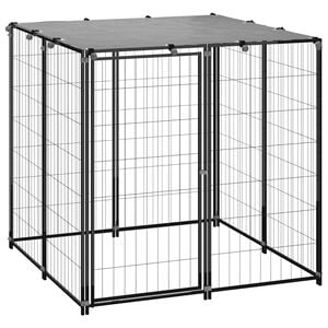 vidaXL Canil para c&atilde;es 110x110x110 cm a&ccedil;o preto