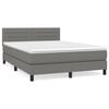 vidaXL Cama com molas/colch&atilde;o 140x200 cm tecido cinzento-escuro