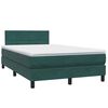 vidaXL Cama box spring c/ colch&atilde;o e LED 120x220 cm veludo verde-escuro