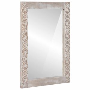 vidaXL espelho de parede Branco 70 x 50 cm Madeira de manga maci&ccedil;a